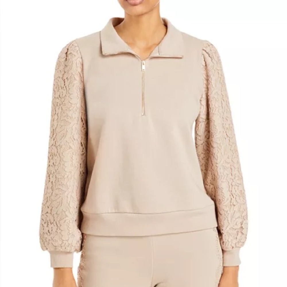 Generation Love Haven Sweatshirt Women Small Half Zip Lace Soft Cozy Boho Dainty